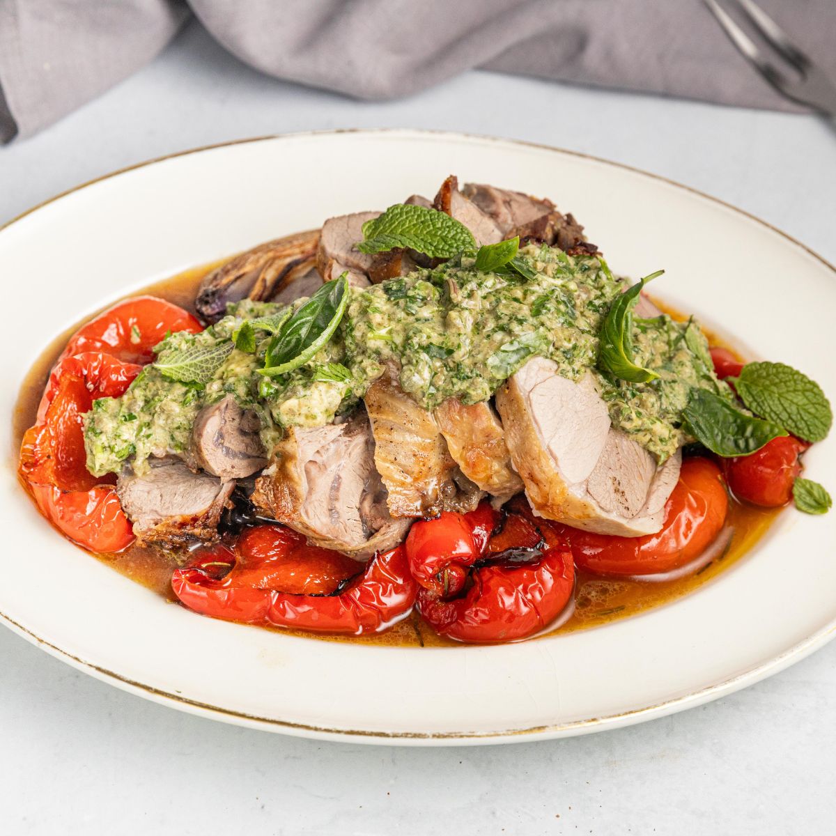 Roast Lamb with Green Sauce