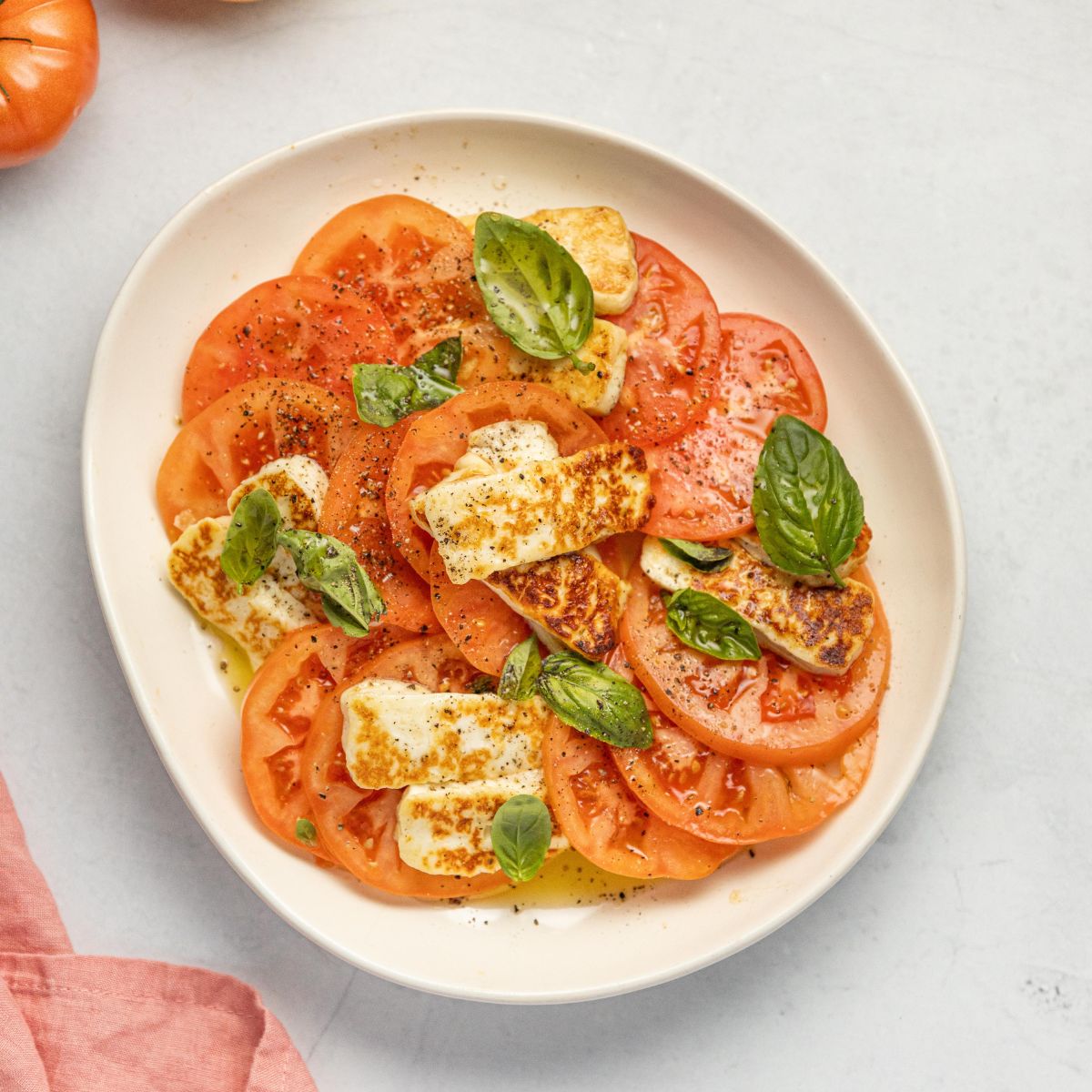Grilled Haloumi Caprese Salad