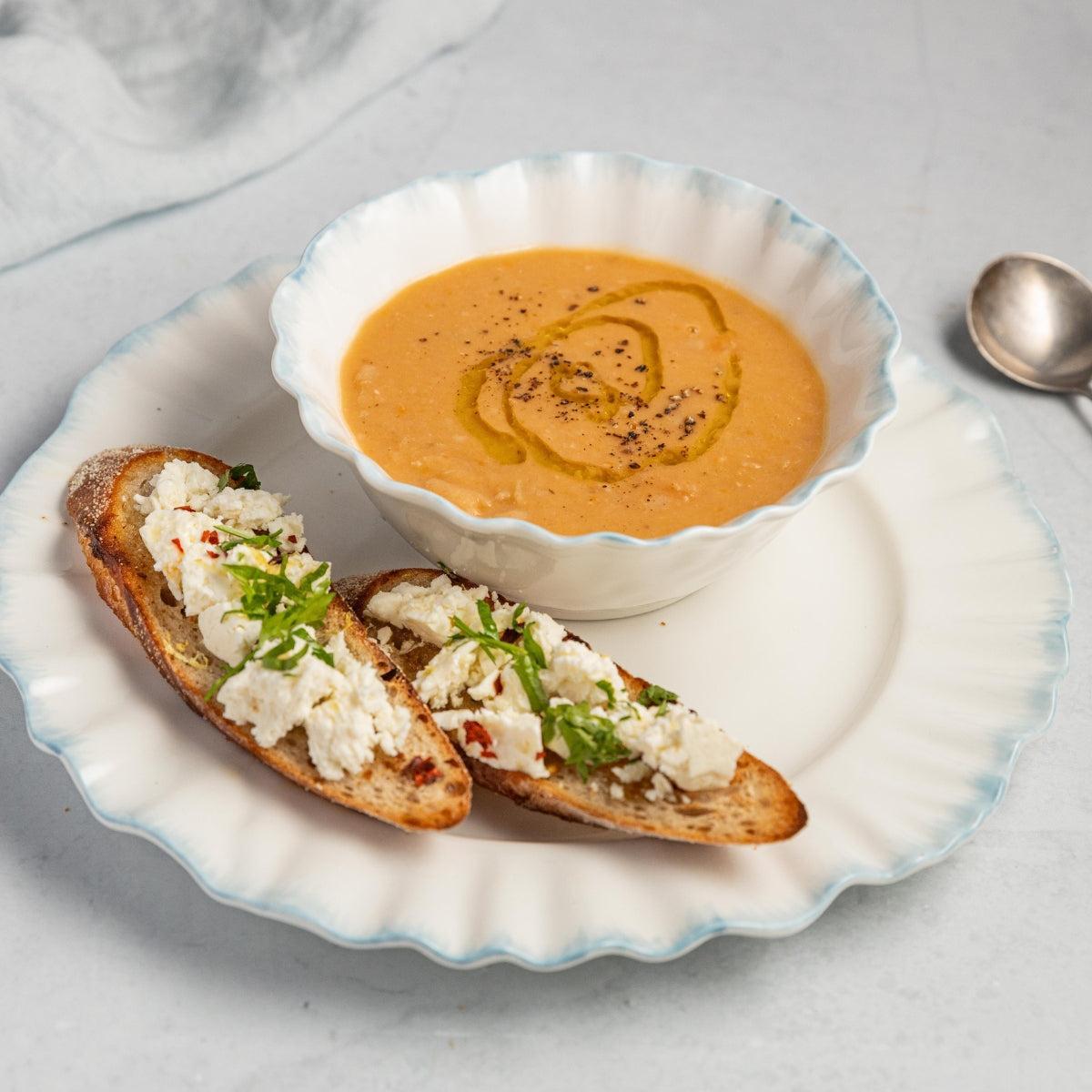 Fasolada Bean Soup with Fetta Crostinis