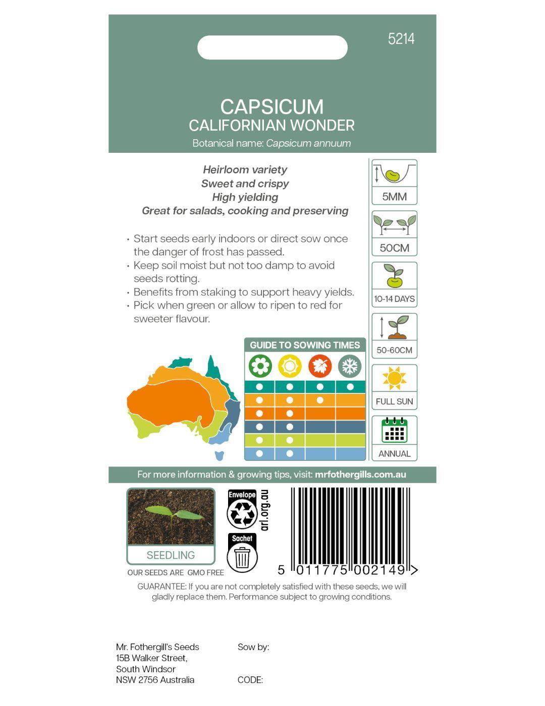 California Wonder Capsicum Seeds