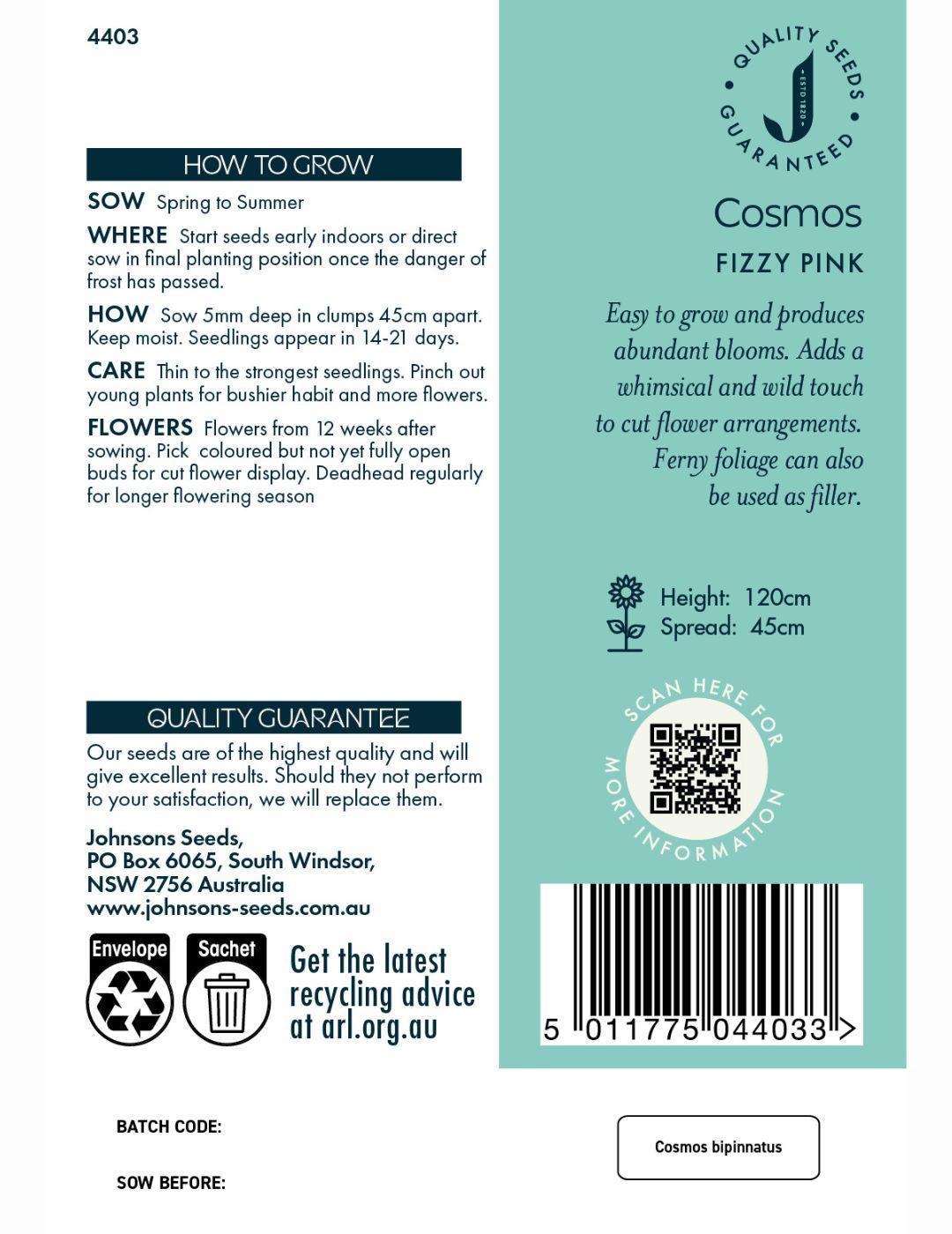 Cosmos Fizzy Pink Seeds