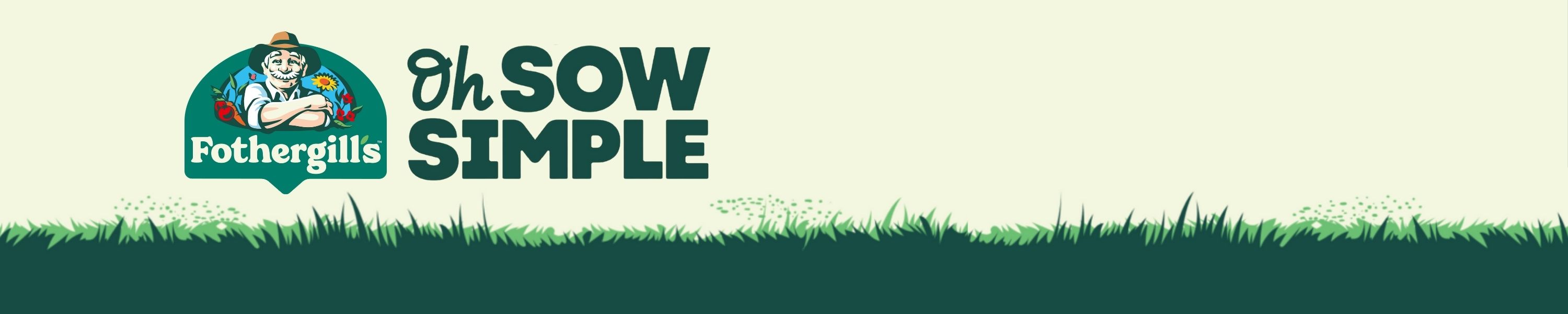 The Oh Sow Simple logo and the Mr Fothergill's logo, laid out on a background of grass.