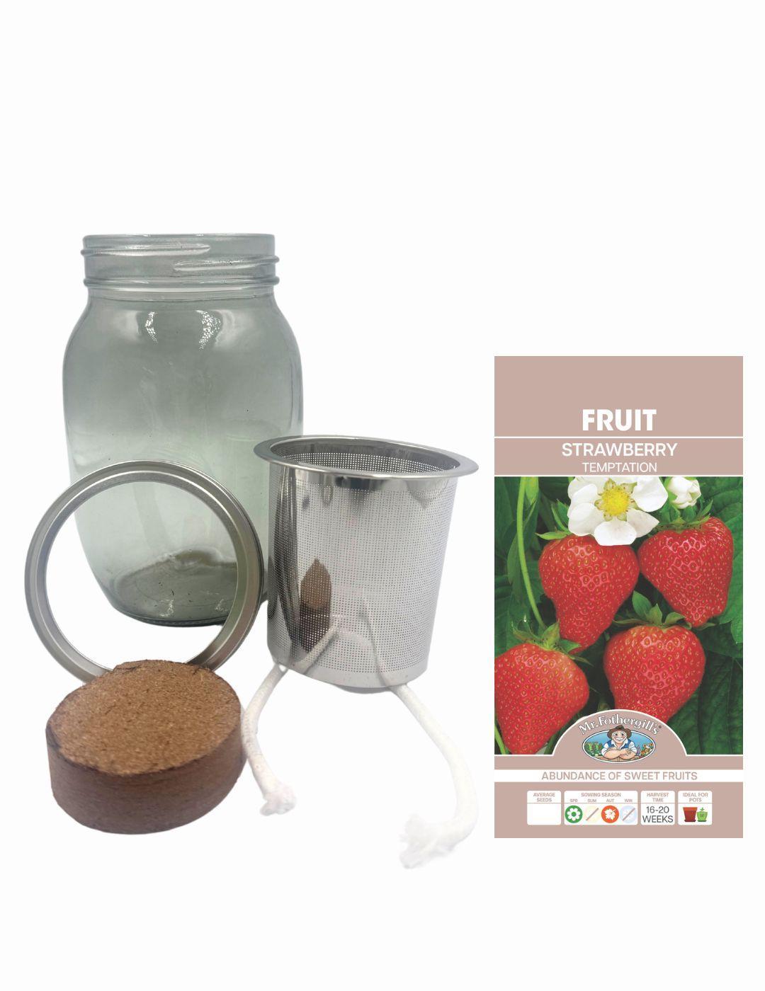 Self-Watering Mason Jar Kit (Strawberry Temptation Seeds)