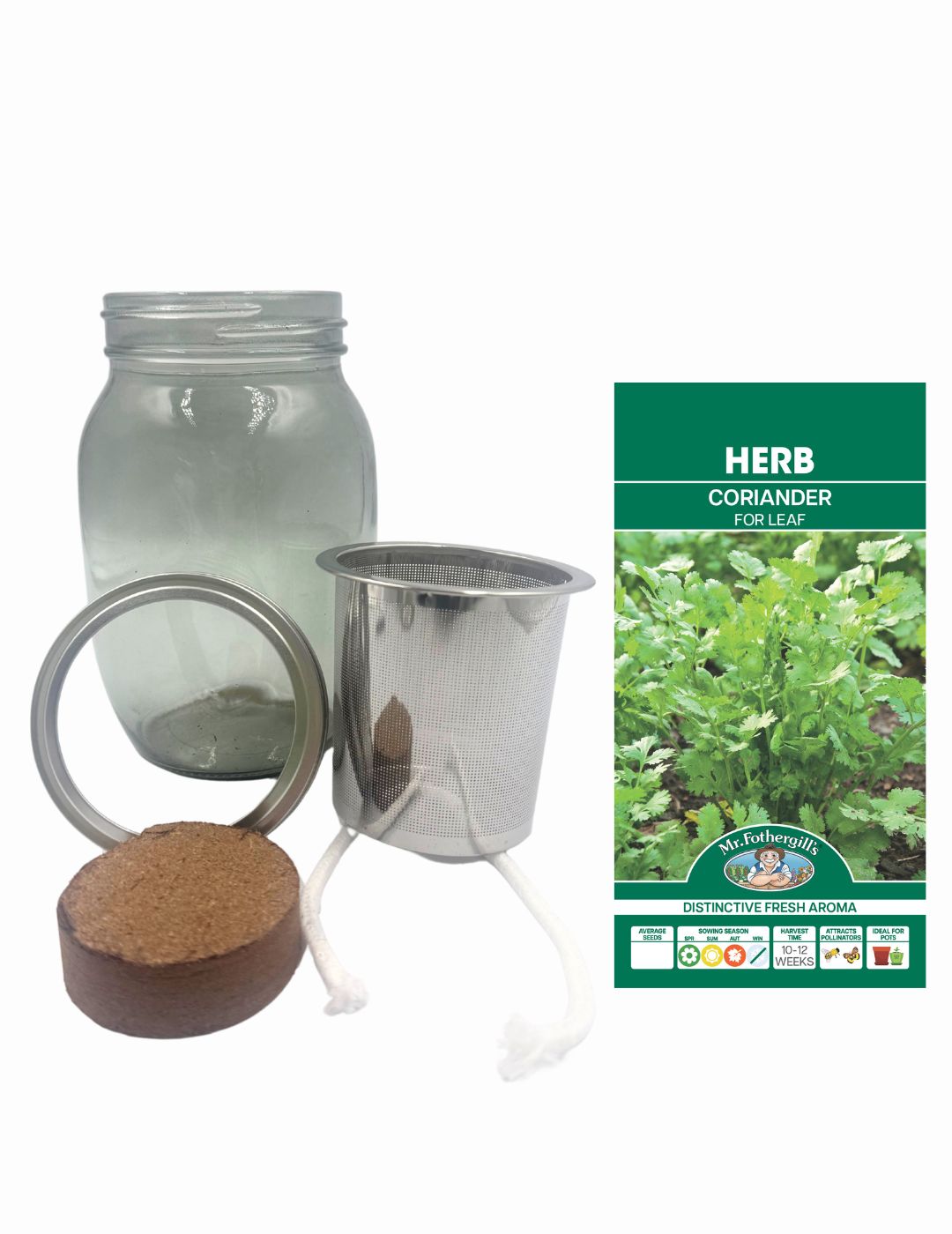 Self-Watering Mason Jar Kit (Coriander Seeds)