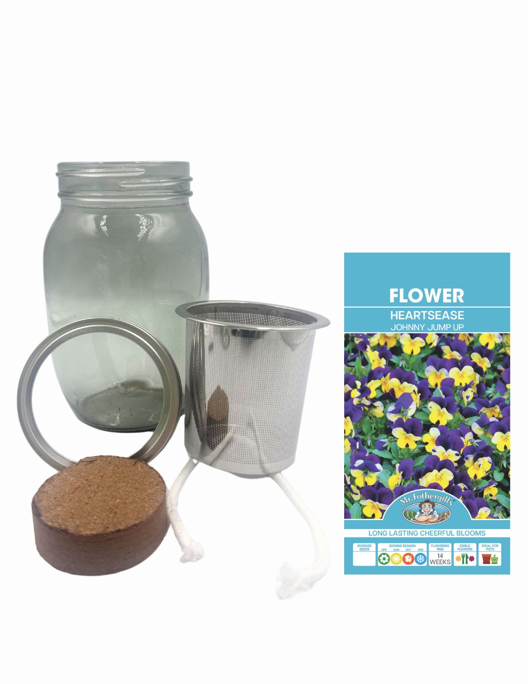 Self-Watering Mason Jar Kit (Johnny Jump Up Pansy Seeds)