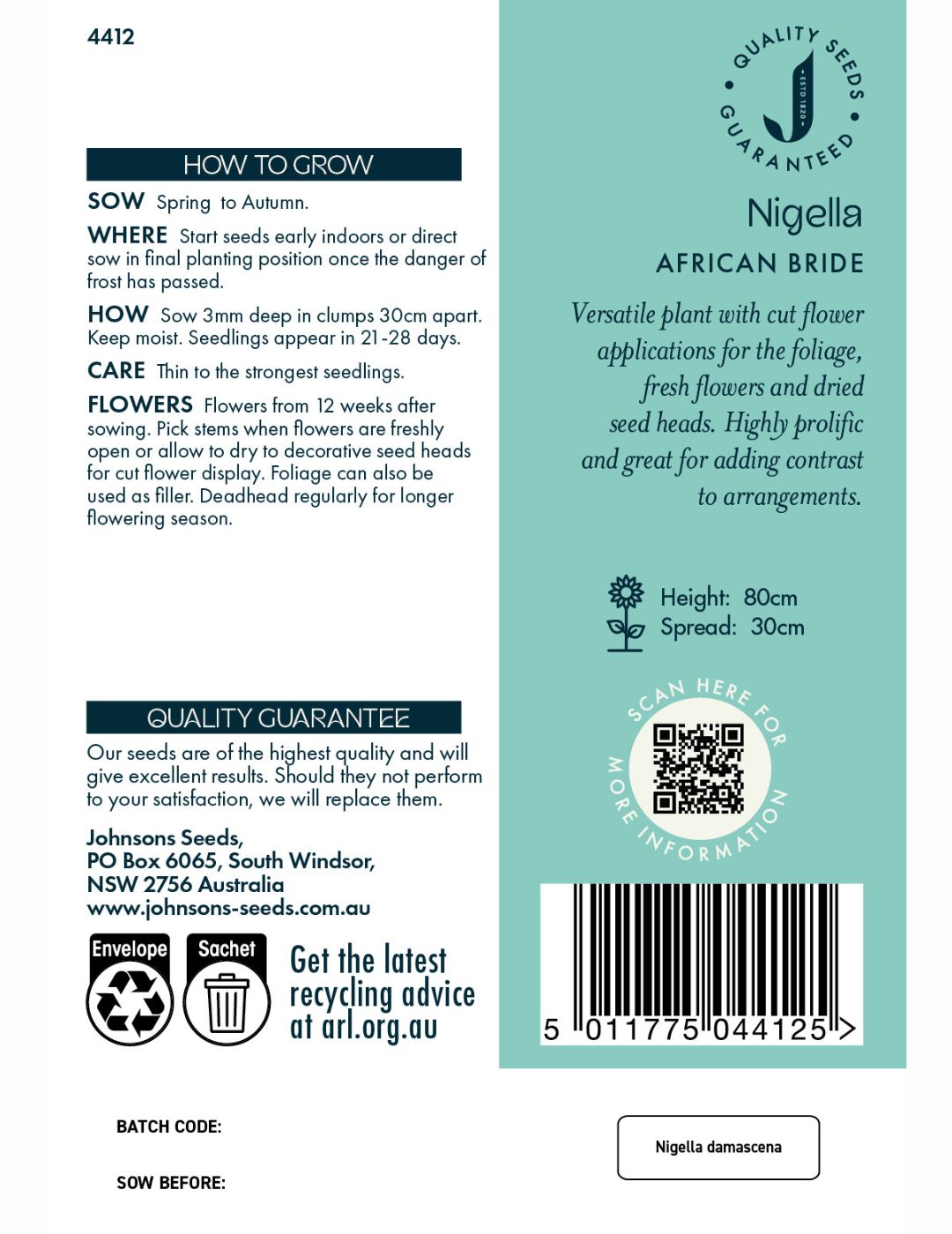 Nigella African Bride Seeds