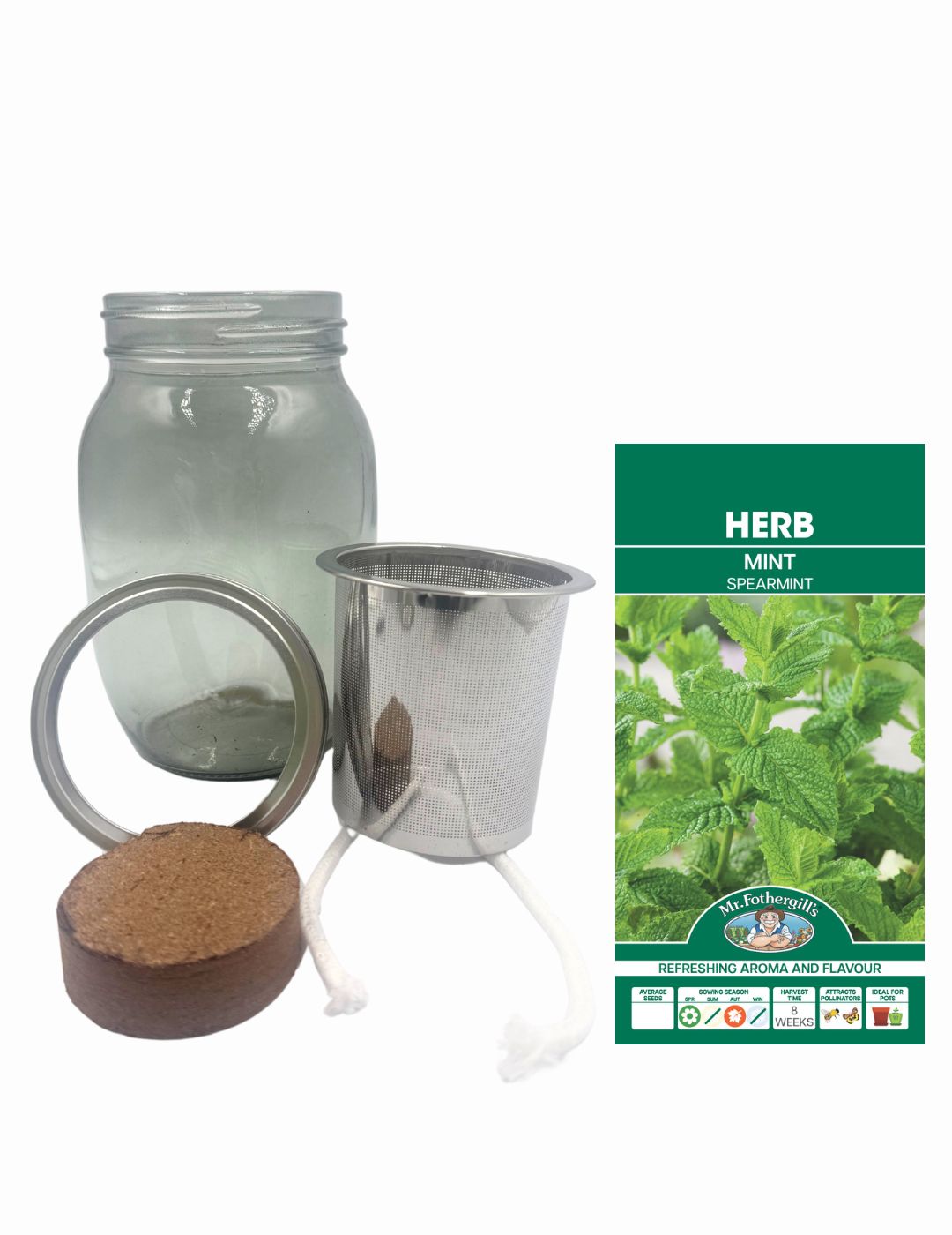 Self-Watering Mason Jar Kit (Spearmint Seeds)