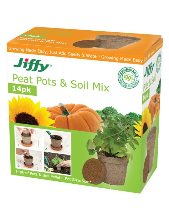 Jiffy Easy Starter Set - 14 Jiffy pots and compressed pellets